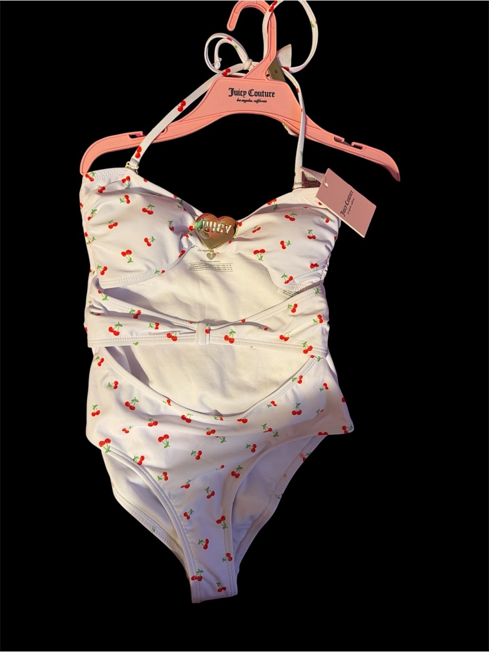 Juicy Couture White Cherry Print One-Piece Swimsuit